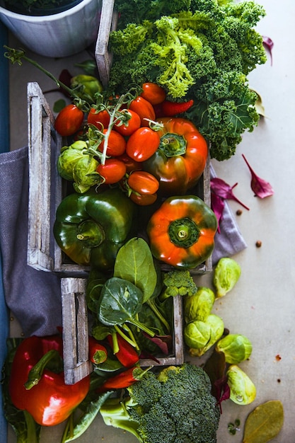 Flatlay de verduras frescas