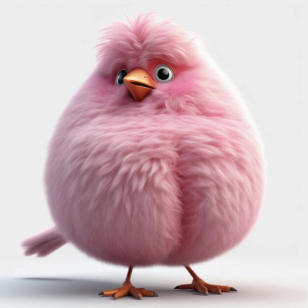 Foto flauschig rosa fett animierter vogel weißer hintergrund