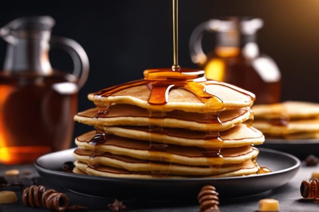 Flauschige amerikanische Pfannkuchen, ein köstlicher Frühstücksgenuss