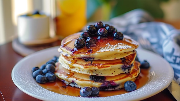 Flauschige Blaubeeren Pfannkuchen