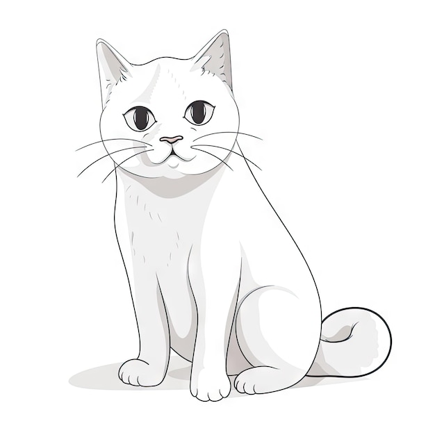 Flauschige Katze, die aufrecht sitzt, eine einfache Illustration