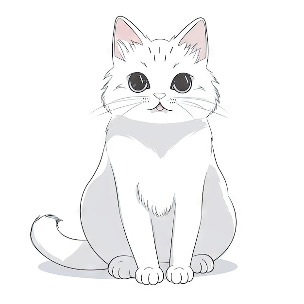 Flauschige Katze, die aufrecht sitzt, eine einfache Illustration