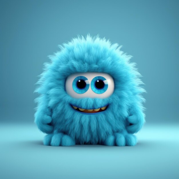 Flauschige kleine 3D-Monster-Cartoon-Kunst, niedliche, unschuldige generative KI