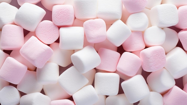 Flauschige Marshmallows als Hintergrund, süße Süßigkeiten, generative KI-Illustration