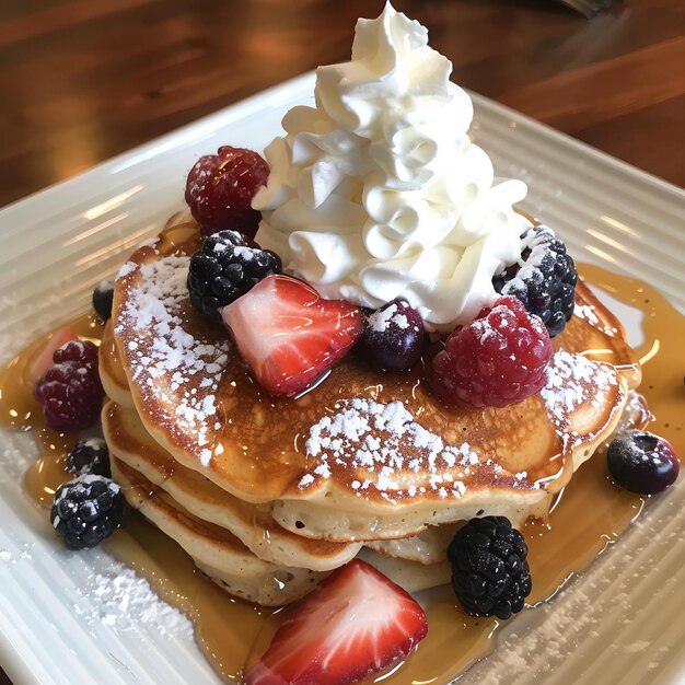 Flauschige Pfannkuchen mit frischen Beeren