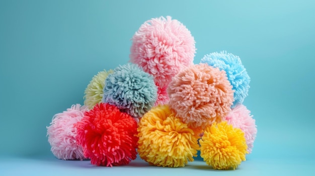 Foto flauschige pom-poms aus fäden