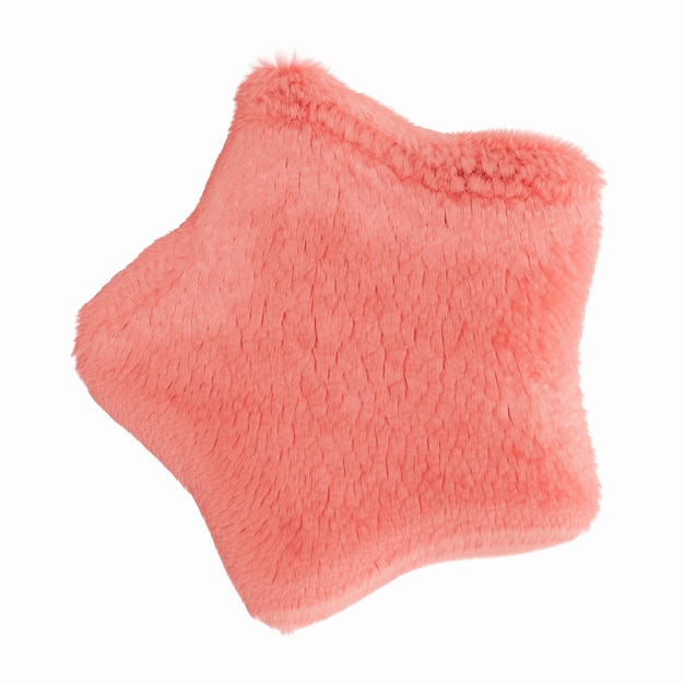 Flauschige rosa 3D-Form isoliert auf weißem Hintergrund Pelziger weicher und haariger Stern Trendiges niedliches Designelement Ausgeschnittenes Objekt 3D-Rendering