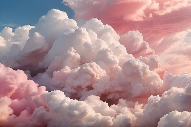 Foto flauschige weiße und rosa wolken