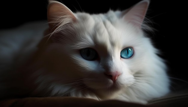 Flauschiges Kätzchen starrt in die Kamera, süß und verspielt, erzeugt durch künstliche Intelligenz