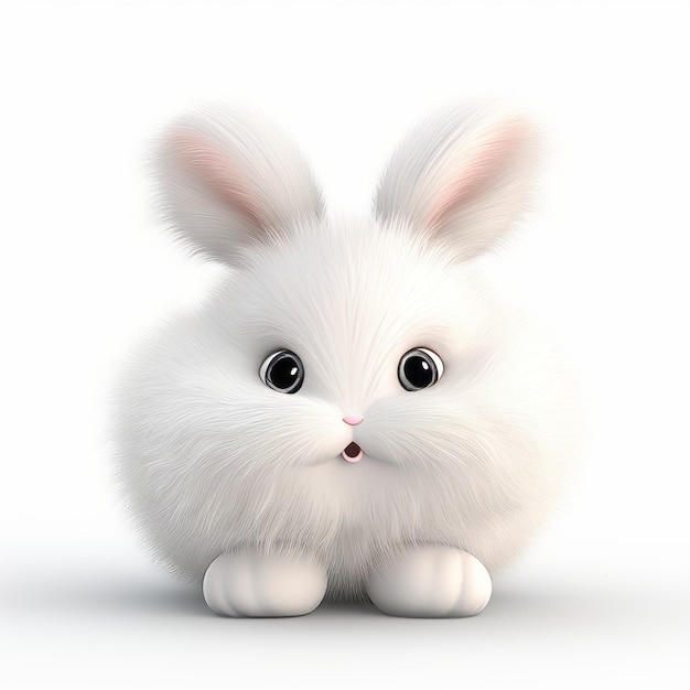 Flauschiges Weißes Kaninchen-Ikon im Unreal Engine-Stil