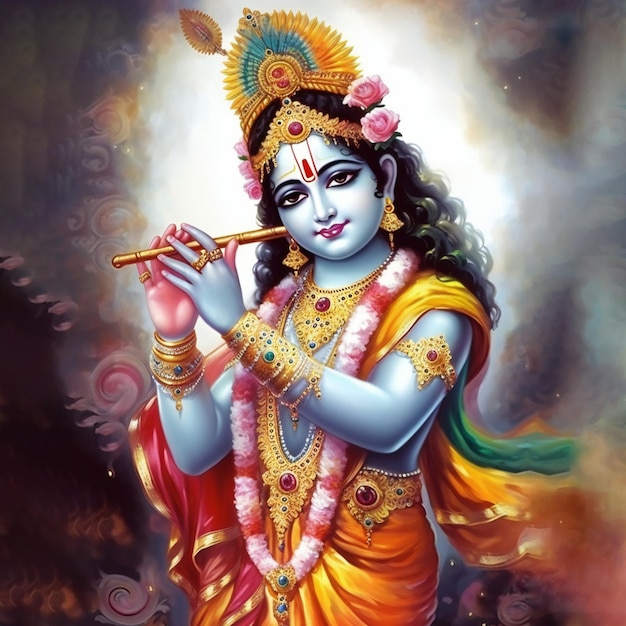 Flauta de amor Una pintura del Señor Krishna con Bansuri