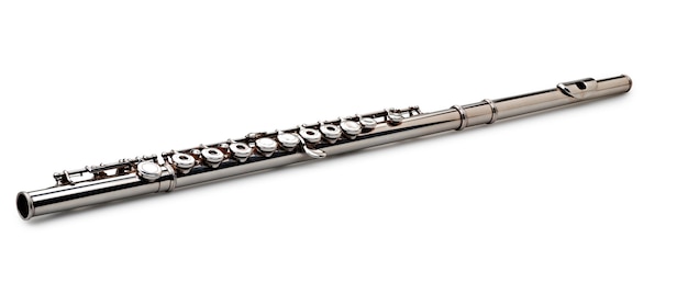 Flauta clásica aislada en el fondo blanco.