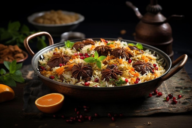 Flavorful Nawabi Mutton Biryani Biryani fotografia de imagem