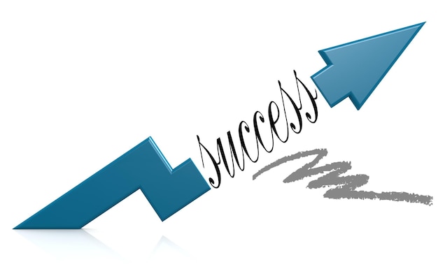 Foto flecha azul con palabra de éxito