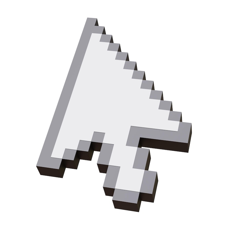 Foto la flecha del cursor del ratón aislada en blanco el ordenador hace clic en el icono del puntero
