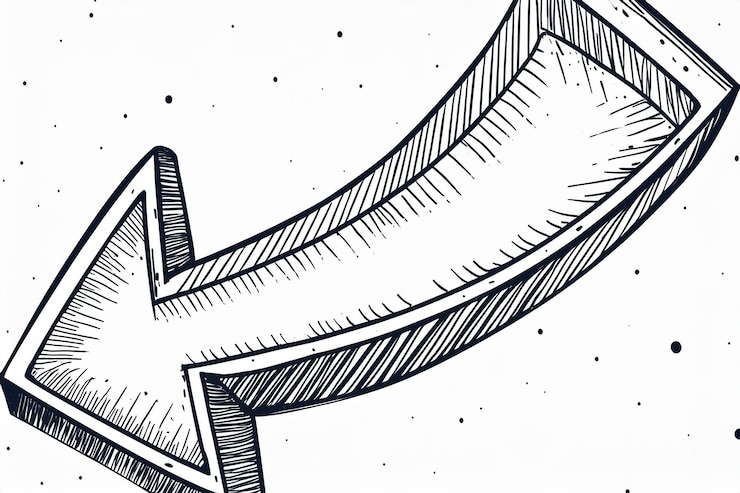 Foto flecha doodle do cursor esquerdo preto