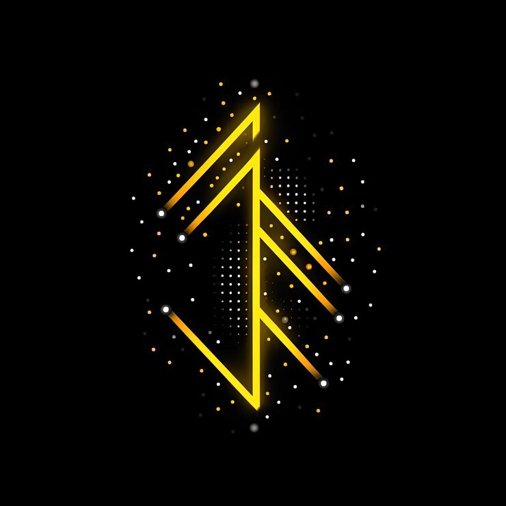 Foto flecha con ilustraciones de puntos en el estilo de negro claro y amarillo