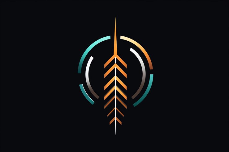 Foto la flecha que atraviesa el logotipo de finalización del círculo