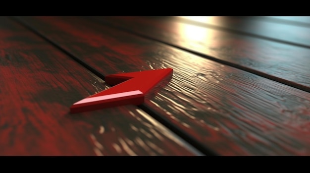 Flecha roja realista pintada en una superficie adecuada para presentaciones o presentaciones de diapositivas IA generativa