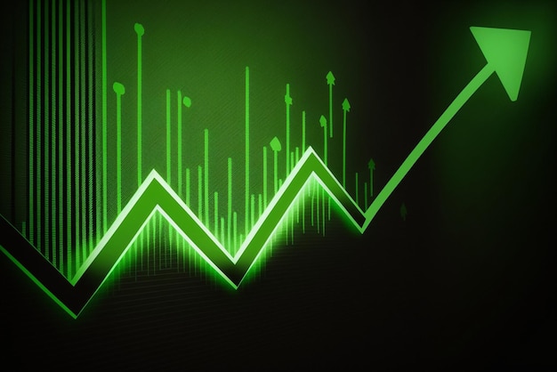 Foto flecha verde que apunta hacia el gráfico descendente ai generativo