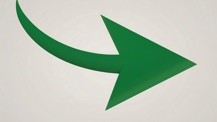 Foto flecha verde que muestra la dirección con curvas suaves en un fondo neutral para la orientación