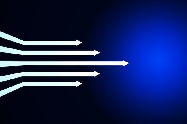 Foto flechas digitales sobre fondo azul.