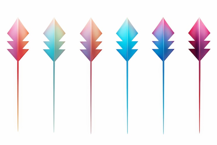 Foto flechas minimalistas vibrantes que indican diversas direcciones con colores y gradientes audaces