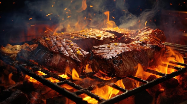 Fleisch mit Feuer grillen