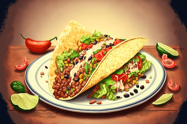 Fleischbohnen und Gemüse auf einer mexikanischen Taco-Küche aus Lateinamerika