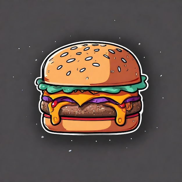 Fleischburger-Aufkleber mit Zeichnung