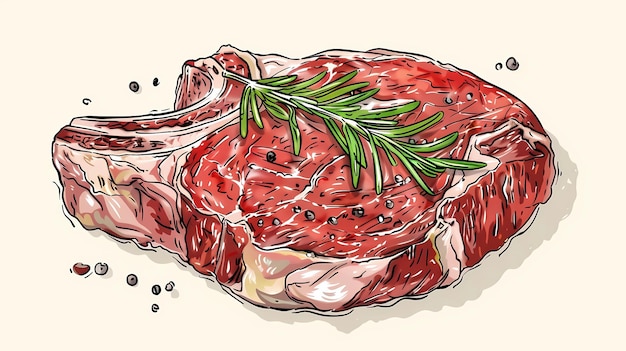 Fleischillustration für ein Café, Fleisch-Restaurant-Schild für ein Diner