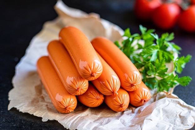 Fleischwürste Schweinefleisch Rindfleisch oder Huhn bereit, gesunde Mahlzeit Snack natürliche Zutat zu essen