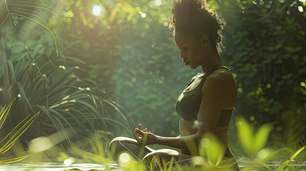 Flexibilidade mulher afro-americana ioga