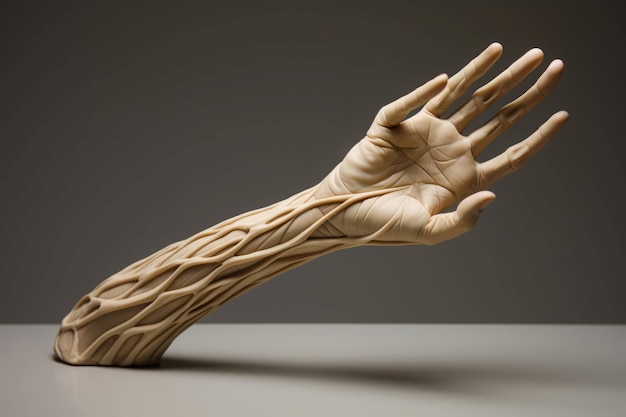Foto flexible 3d-menschliche hand progressive innovative mobile artikulierte handprothese