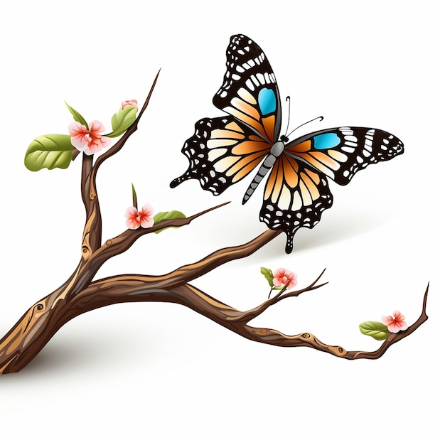 Fliegende blaue Schmetterlingswandpapier ästhetische weibliche Monarch-Schmetterling bemalte Dame Raupe