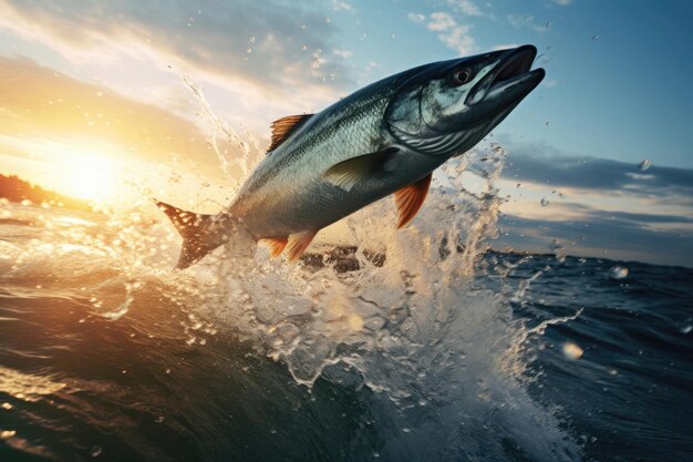 Fliegende Fische springen über das Meer