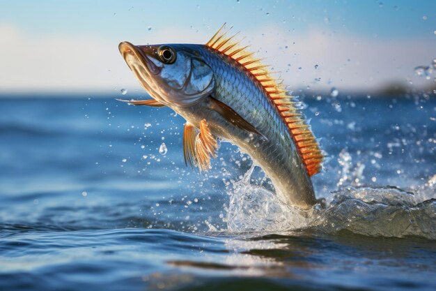 Fliegende Fische springen über das Meer