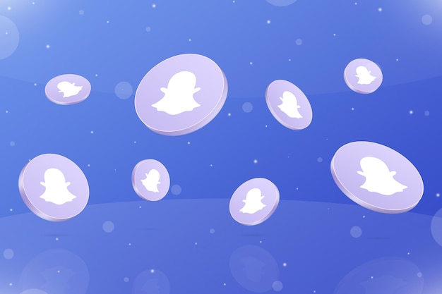 Fliegende runde Abzeichen mit Snapchat-Logo 3d
