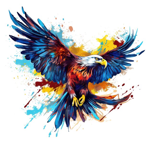 Fliegender Adler auf sauberem Hintergrund Png für Sublimationsdruck Vogel Wildtiere Illustration Generative KI