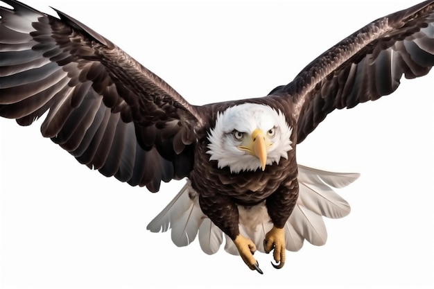 Fliegender Adler isoliert auf weißem Hintergrund KI-generierte Inhalte