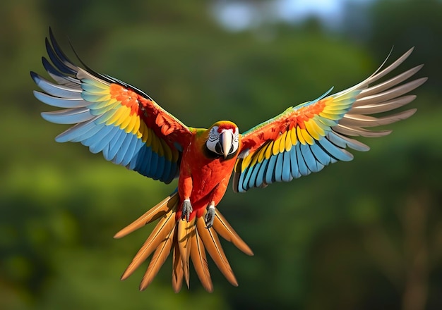 Fliegender Ara schöner Vogel Generative KI