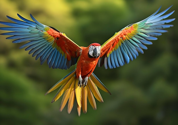 Fliegender Ara schöner Vogel Generative KI