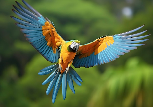 Fliegender Ara schöner Vogel Generative KI