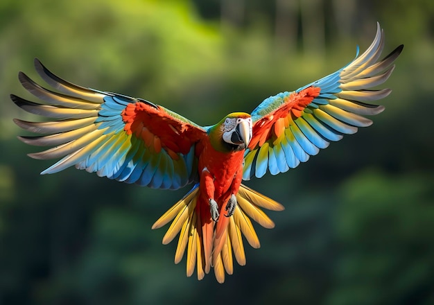 Fliegender Ara schöner Vogel Generative KI