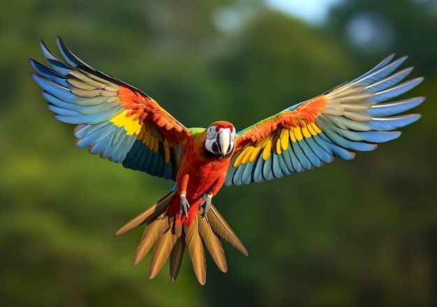 Fliegender Ara schöner Vogel Generative KI