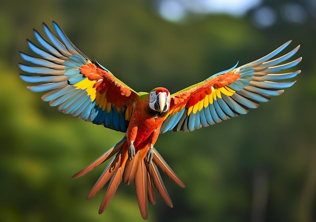 Fliegender Ara schöner Vogel Generative KI