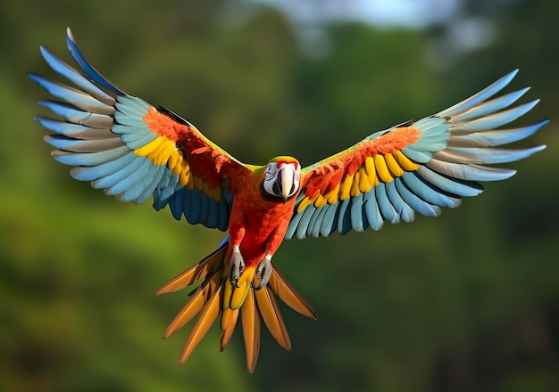 Fliegender Ara schöner Vogel Generative KI