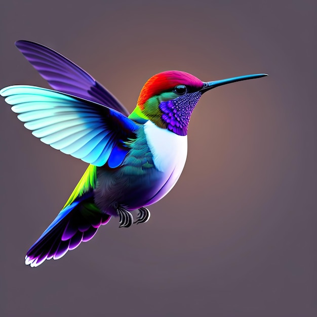 Fliegender Kolibri isoliert auf transparentem Hintergrund PNG Kleiner bunter Vogel im Flug