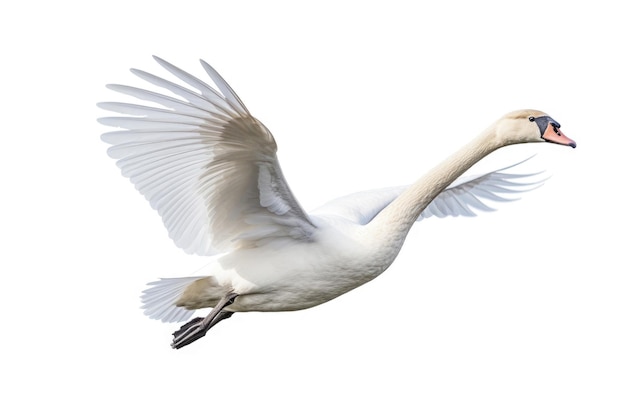 Fliegender Schwan auf weißem Hintergrund