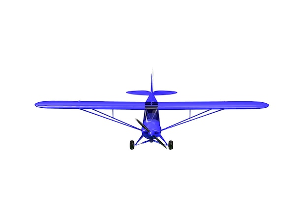 Fliegendes Flugzeug und Banner am blauen Himmel. 3D-Darstellung